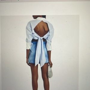 Ser.O.Ya. Mel Button Up Top in Blue/White stripe, Medium